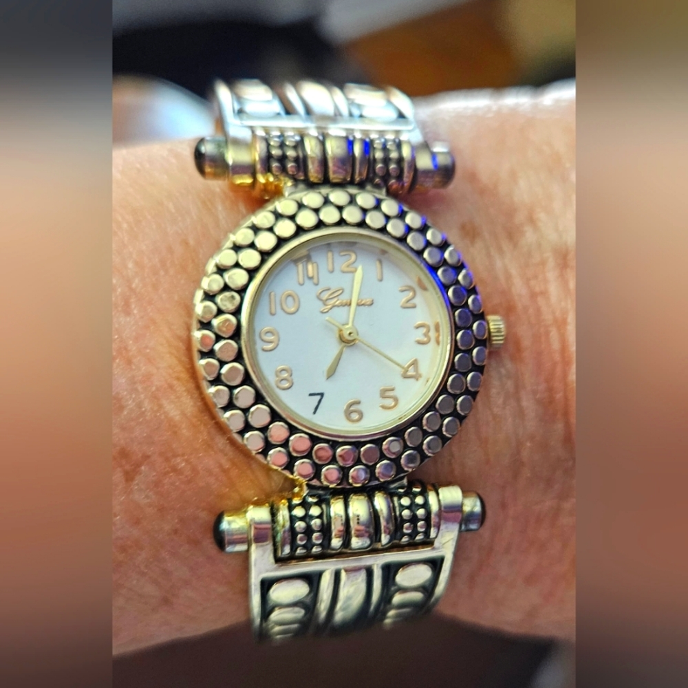 Geneva Goldtone Cuff Watch